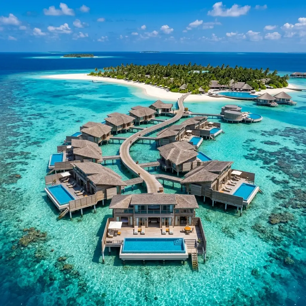 Maldives lagoon luxury resort overwater villa